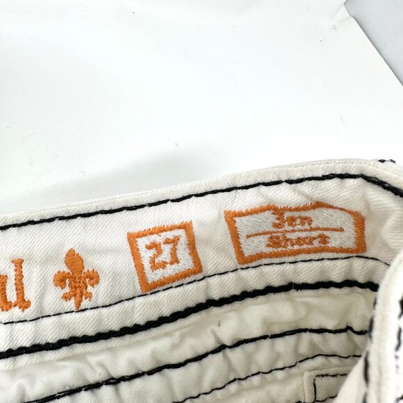 Rock Revival White Jen Demin Shorts sz S 27 Women Black Rhinestone Designs - Picture 5 of 16